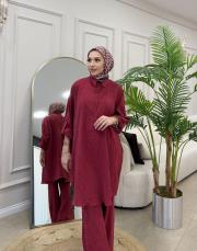 veronica pamuk crash tunik kırmızı