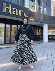 desenli saten etek siyah 2