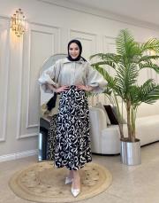 desenli saten etek lacivert 3