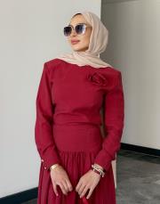 jayla tensel arkası fermuarlı bluz bordo 7