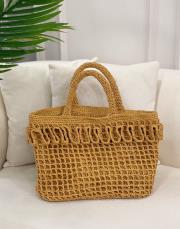 hand mate örme çanta camel