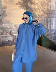 laura tensel gömlek mavi