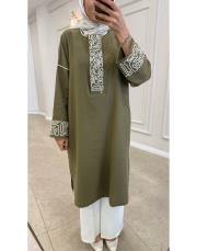 alessa keten uzun tunik haki 2