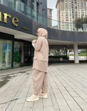 carla üç iplik cep detaylı hırka vizon 4