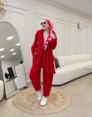 carla üç iplik cep detaylı hırka kırmızı 4