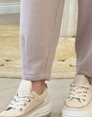 carla üç iplik şalvar pantolon vizon 3