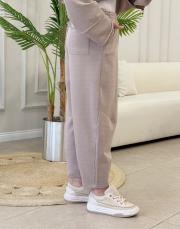 carla üç iplik şalvar pantolon vizon 4