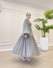 talia viscon katkat elbise gri 2