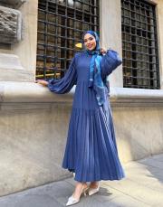 talia viscon katkat elbise mavi