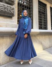 talia viscon katkat elbise mavi 4