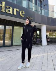 noppe inci detay basic sweat siyah