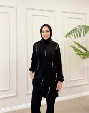 noppe inci detay basic sweat siyah 3