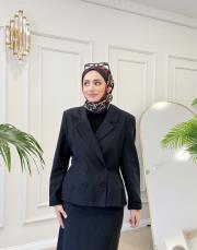 belinda pamuklu kruvaze ceket siyah