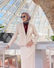 belinda pamuklu kruvaze ceket bej