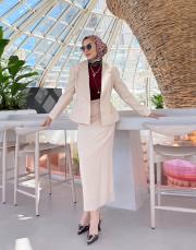 belinda pamuklu kruvaze ceket bej 2