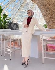 belinda pamuklu kruvaze ceket bej 3