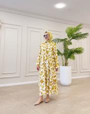 betty desenli gömlek elbise yağ yeşili