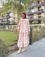 betty desenli gömlek elbise bordo 2