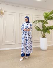 betty desenli gömlek elbise mavi 2