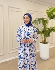 betty desenli gömlek elbise mavi 3