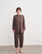 esta merserize süprem broşlu sweat toprak