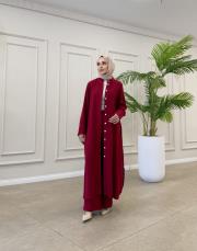 sandra tensel gömlek elbise bordo