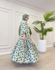 sandibel çiçek desen pamuklu elbise yeşil 3