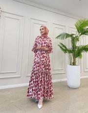 sandibel çiçek desen pamuklu elbise fuşya 2