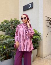 adel desenli bağlama detay bluz pembe