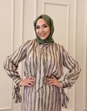 adel desenli bağlama detay bluz yeşil