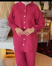 farah cep detay keten gömlek bordo 4