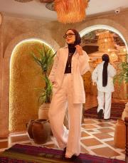 farah nervürlü keten bol paça pantolon beyaz 2