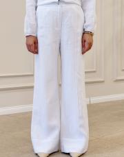 farah nervürlü keten bol paça pantolon beyaz 4
