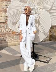 %100 keten palazzo pantolon beyaz