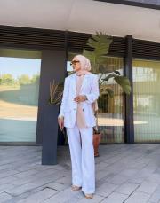 %100 keten palazzo pantolon beyaz 3