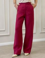 %100 keten palazzo pantolon bordo