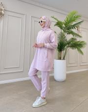 ases biye ve cep detay pamuklu sweat pembe 3