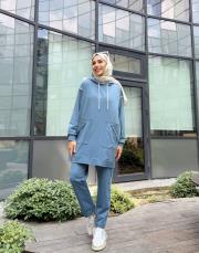 ases biye ve cep detay pamuklu sweat mavi 4