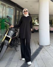 tina iki iplik cepli basic sweat siyah 2