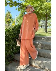 tina iki iplik cepli basic sweat turuncu 5