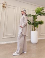 tina iki iplik cepli basic sweat bej