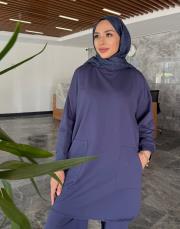tina iki iplik cepli basic sweat indigo