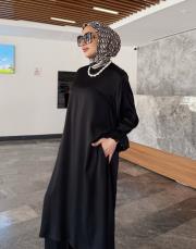 elisa yırtmaç detay tunik siyah 4