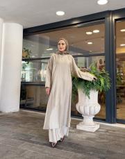 rafella grogren detay uzun tunik bej 4