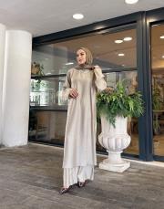 rafella grogren detay uzun tunik bej 5