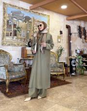 rafella grogren detay uzun tunik haki