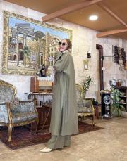 rafella grogren detay uzun tunik haki 2