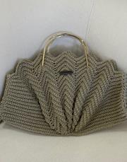istiridye desen örgü çanta vizon