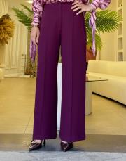 tegan nervürlü palazzo pantolon mürdüm