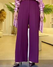 tegan nervürlü palazzo pantolon mürdüm 3